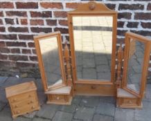 Pine dressing table mirror & miniature chest of drawers