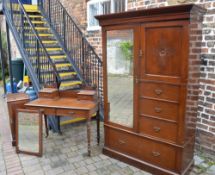 Vict dressing table, pot cupboard & wardrobe