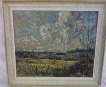 Oil on canvas by W L Rodgerson of a shooting scene with Louth scene verso 74 cm x 63 cm