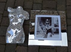 Audrey Hepburn picture & mirrored glass torso