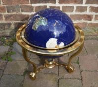 Modern terrestrial globe made with semi-precious stones