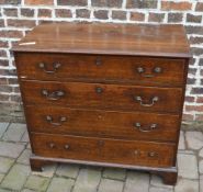 Geo oak chest of drawers with swan neck handles (2 missing)