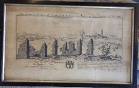 Old print of north east view of Louth Park Abbey to Fitzwilliam White 1726  45 cm x 28 cm