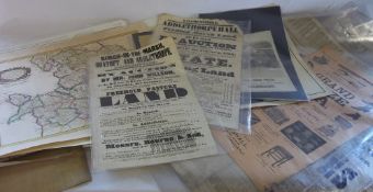 Quantity of Lincolnshire maps, sale notices etc