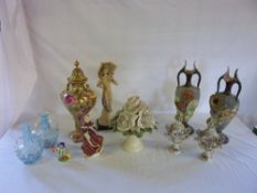 Various ceramics & glass inc pr of vases & Katrina figurine