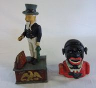 2 repro. cast iron money boxes