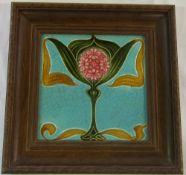 Art Nouveau framed tile 21.5 cm x 21.5 cm