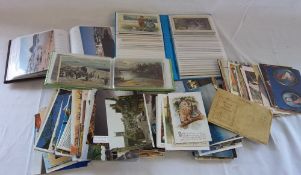 Box of postcards & albums inc vintage birthday cards & modern cards