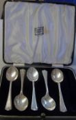 Set of 5 silver spoons Sheffield 1939 Maker Charles William Fletcher approx 1.51 oz