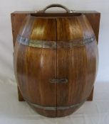 Wooden half barrel drinks cabinet h 48 cm