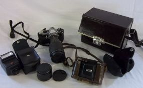 Pentax camera with 2 lens & Welta camera