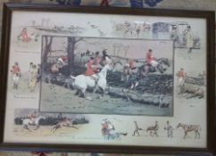 Old hunting print 'Point to Point' by Snaffles