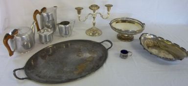 Picquot ware, sterling silver mustard pot (missing lid) etc