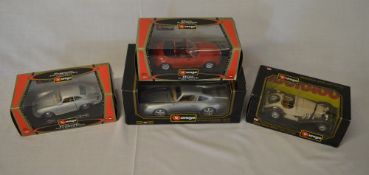 4 Burago die cast model cars inc BMW Roadster, Porsche 911 Carrera etc