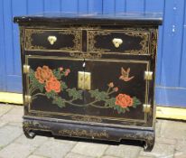 Chinese style black lacquered cabinet