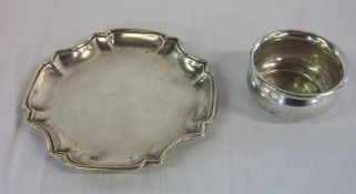 Silver salver London 1913 & pot London 1938 total weight approx 2.93 oz