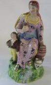 Early 19th cent Pearl ware figure of the widow Zarephath with child (AF)