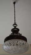 Bronze & cut glass light fitting 43cm x 38cm