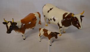 Beswick Ayrshire bull, cow & calf