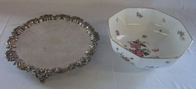 Royal Crown Derby octagonal fruit bowl dia 28 cm h 12 cm & a sp salver dia 35cm