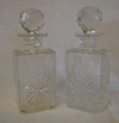 Pr of cut glass decanters
