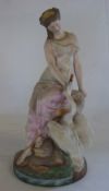 19th cent Bisque figure of Leda & the swan H35 cm