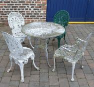 Cast metal patio table & 4 chairs