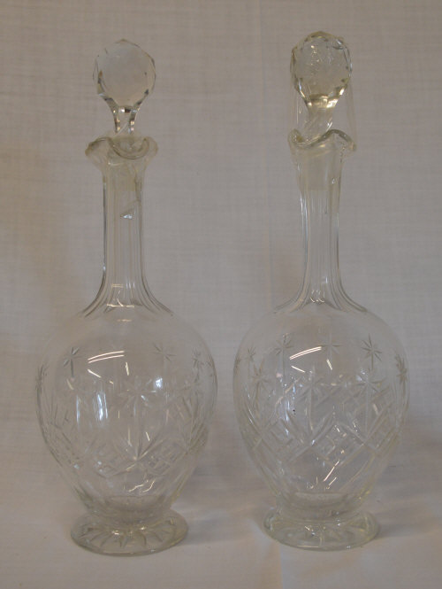 Pr of Vict cut glass decanters