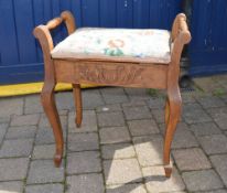 Piano stool with floral needlework seat