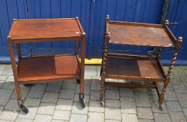 Trolley table with barley twists & 1 other trolley