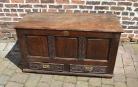 18th cent oak carved mule chest