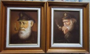 Pr of oil on canvas portraits of mariners by Apocada 31 cm x 36.5 cm