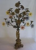 Lg gilt metal floral 6 light candelabrum h 84 cm