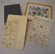 O.S map of Grantham 1940, Wisbech/Kings Lynn O.S map 1940, watercolour presentation from anti