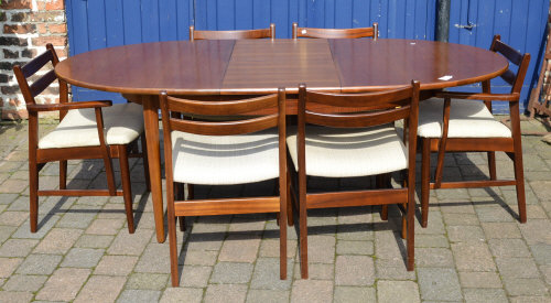G Plan style extending dining table & 6 chairs
