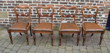 4 Vict drop seat dining chairs with carved splat