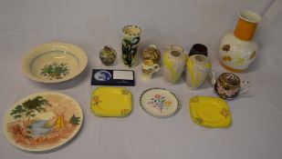 Ceramics inc Crown Devon art deco plates, Poole etc