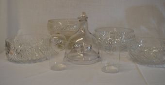 Various glassware bowls & Victorian fly trap