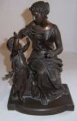 Bronze of a classical lady with child (missing bird?)