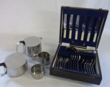 Sp cutlery set & a stainless steel tea set
