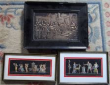 Pr of paintings by Antonio Nappo & a brass scene