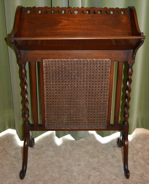 Mah book stand with barley twist columns & cane work panels