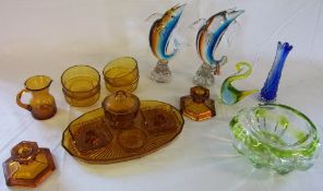 Assortment of coloured glass inc Murano