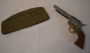 Forage cap & a Colt 45 peacemaker replica pistol