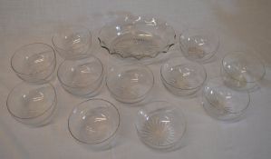 Glass fruit bowl & 12 finger bowls