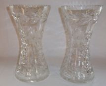Pr of lg cut glass vases H43 cm d 23 cm