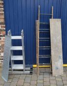 2 ladder platforms with standing boards