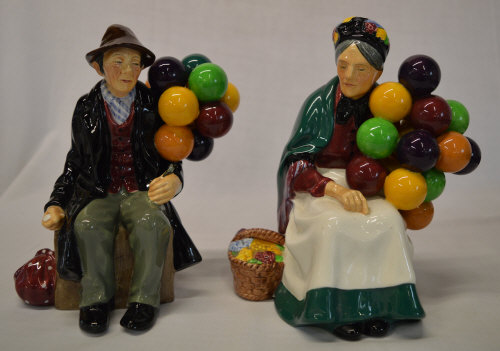 Royal Doulton 'The Old Balloon Seller' & 'The Balloon Man' figures HN1954 & HN1315 .