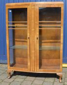 1930s walnut veneered display cabinet