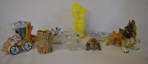 Various ceramics inc Wade figures, West Germany dog etc